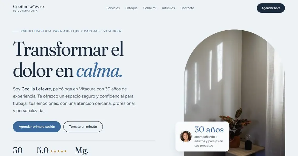 Portada de cecilialefevre.cl en computador