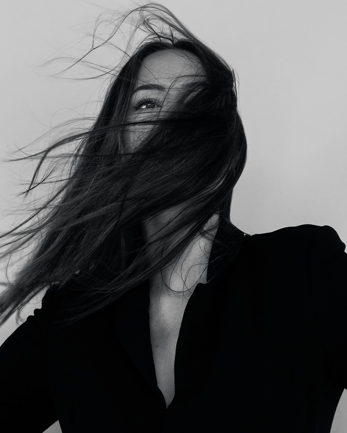 Woman with her hair in motion