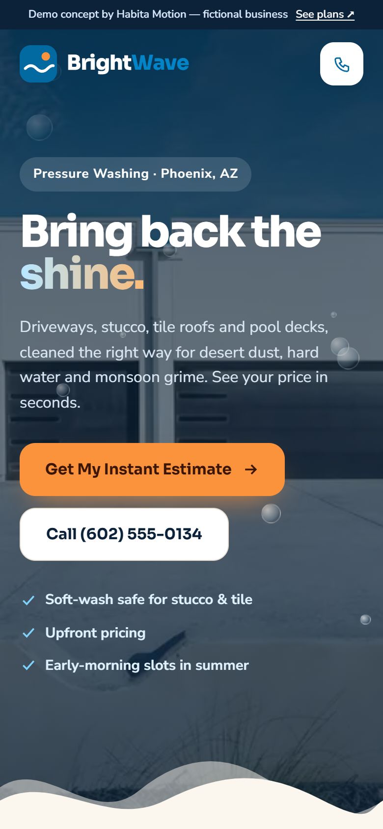 Website design for pressure washing