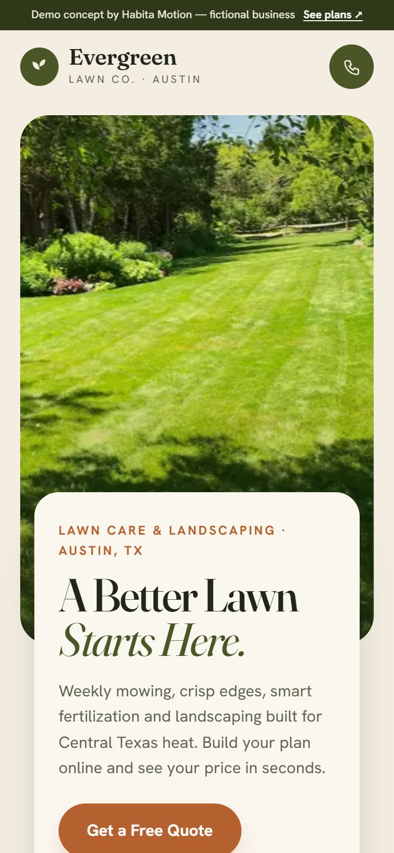 Website design for lawn care