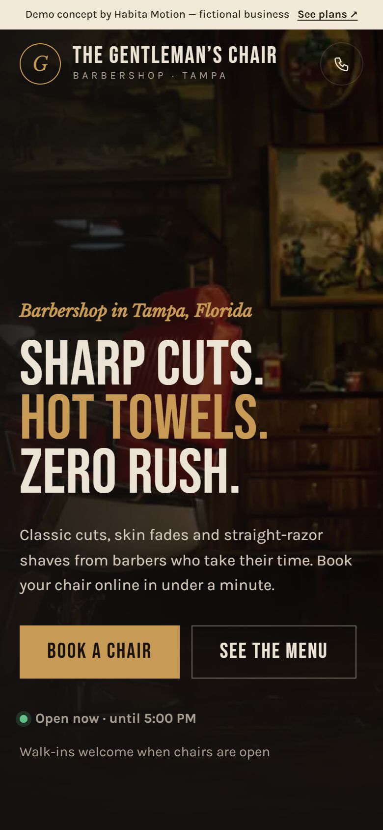 Website design for barbershop